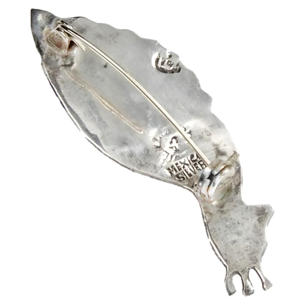 Sterling Silver and Abalone Peacock Pin - Picture 2 of 2